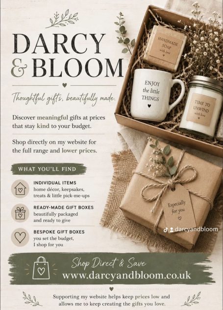 Let us do your shopping for you and provide the perfect gifting experience Gift box featuring candles, a mug, and natural products with a rustic design.